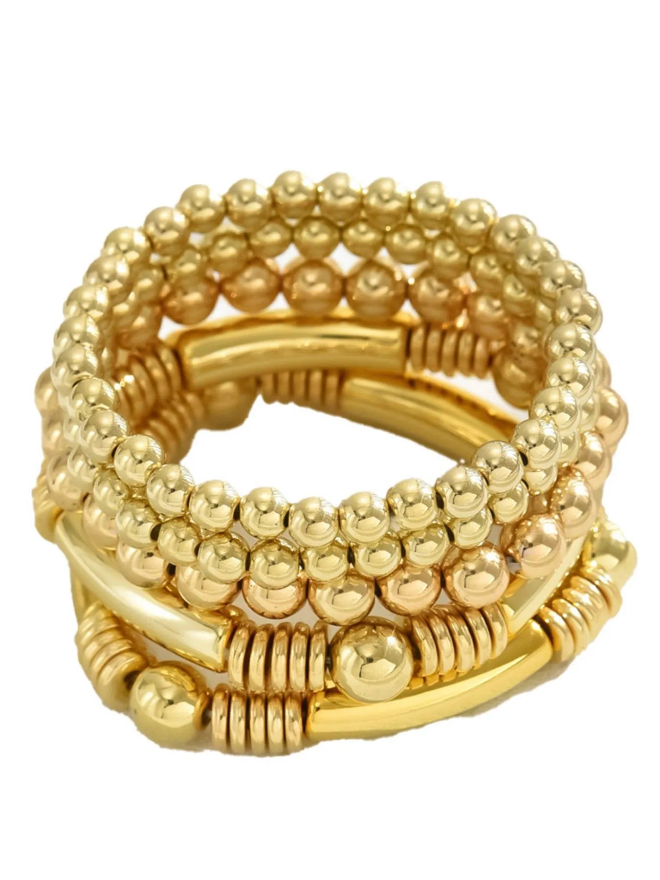 5 Piece Stainless Steel Beaded Bracelet 
