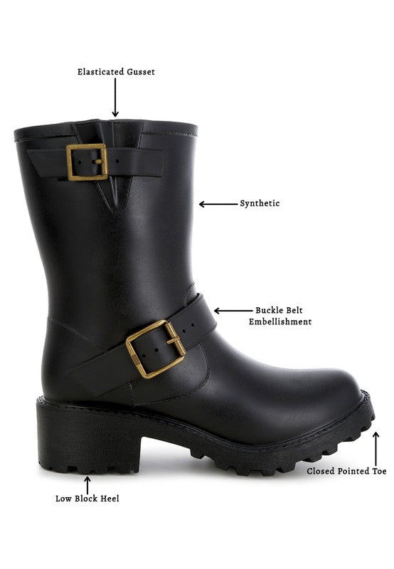 Anong Harness Detail Calf Boots 