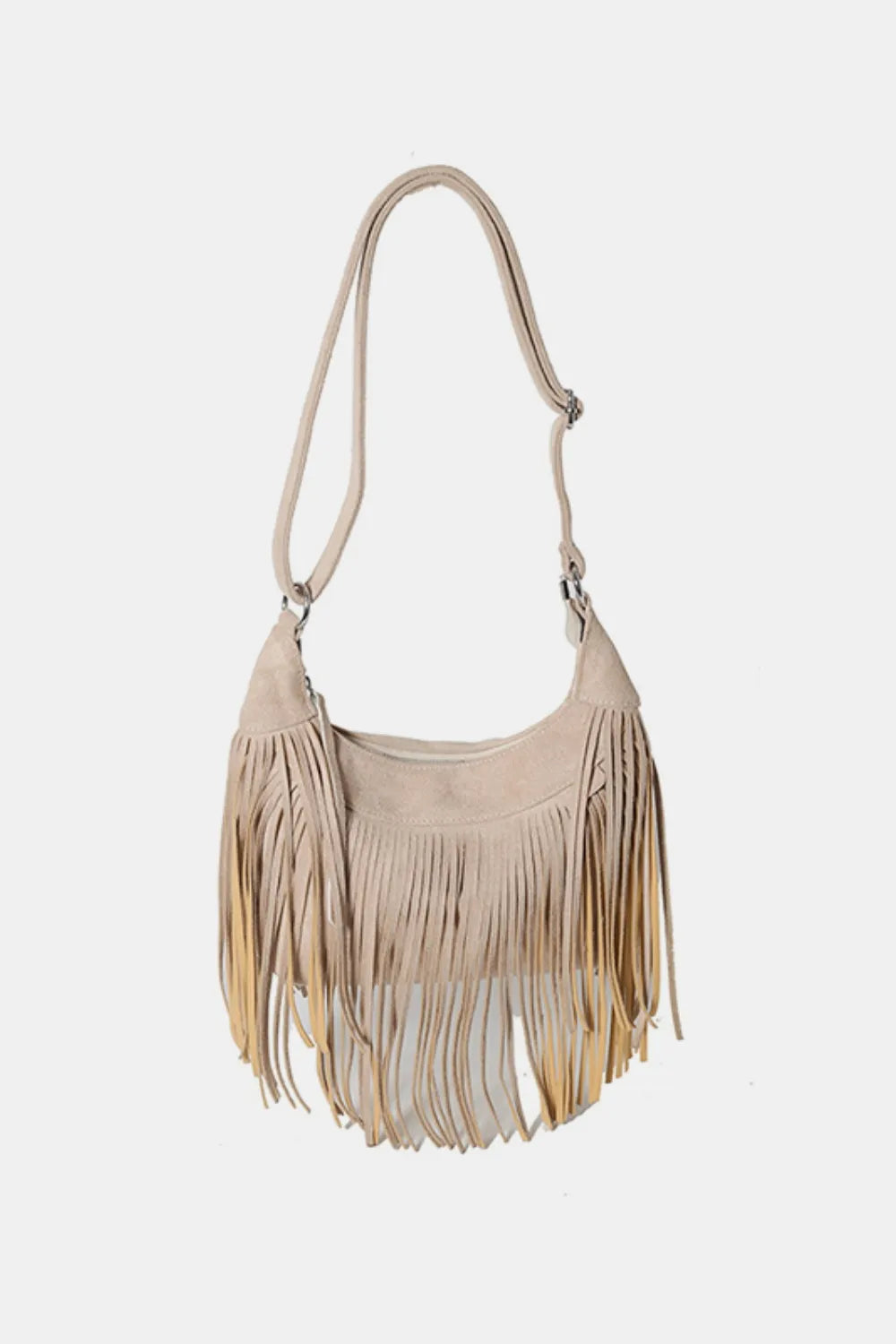 Suede Fringe Adjustable Strap Shoulder Bag 