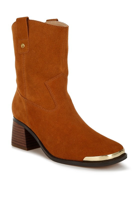 Emberly Suede Square Toe Ankle Boots 