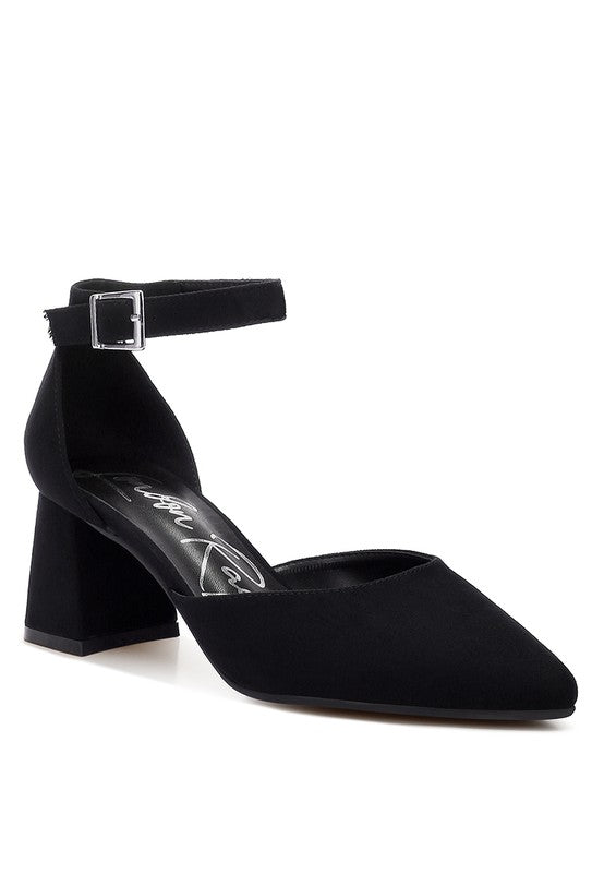 Rozita Microfiber Block Heel Sandals 