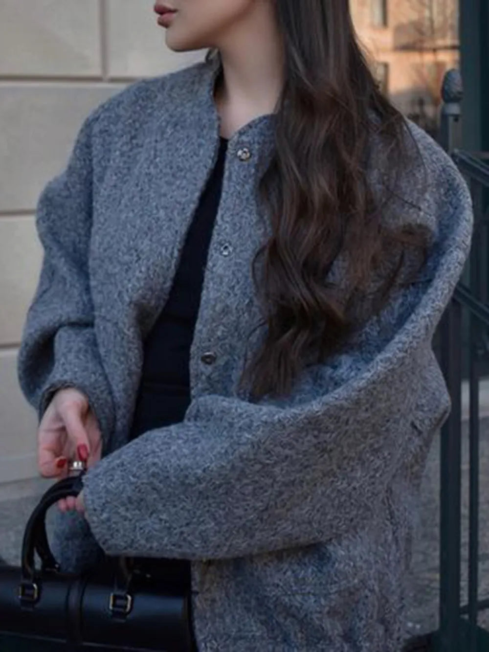 Full Size Snap Down Drop Shoulder Jacket 