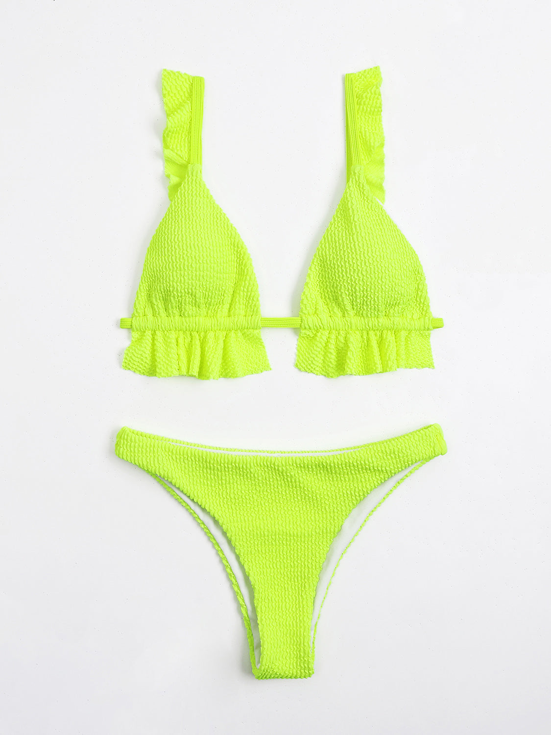 Ruffled Textured Wide Strap Two-Piece Bikini Set Trendsi