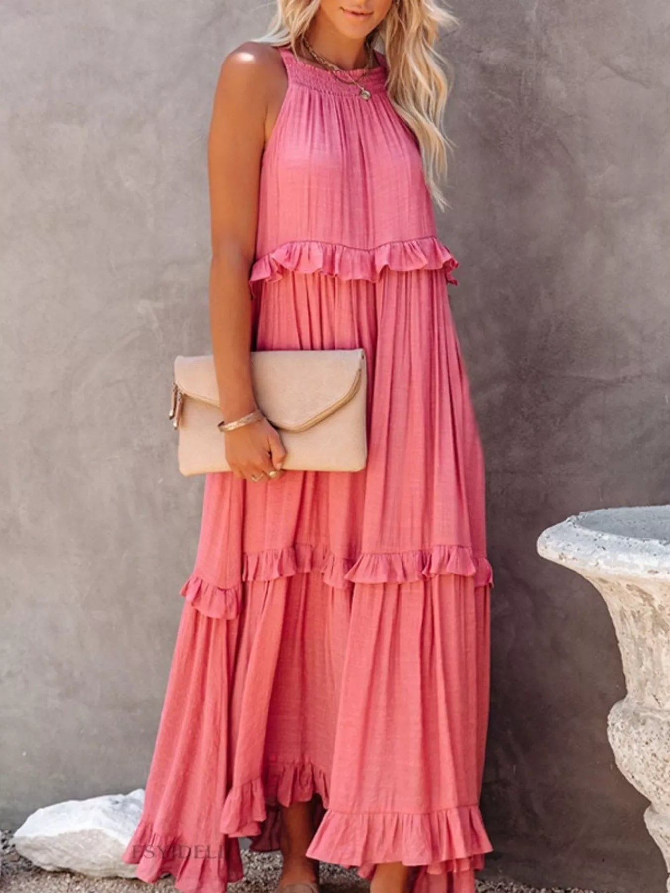 Ruffled Tiered Sleeveless Maxi Dress 