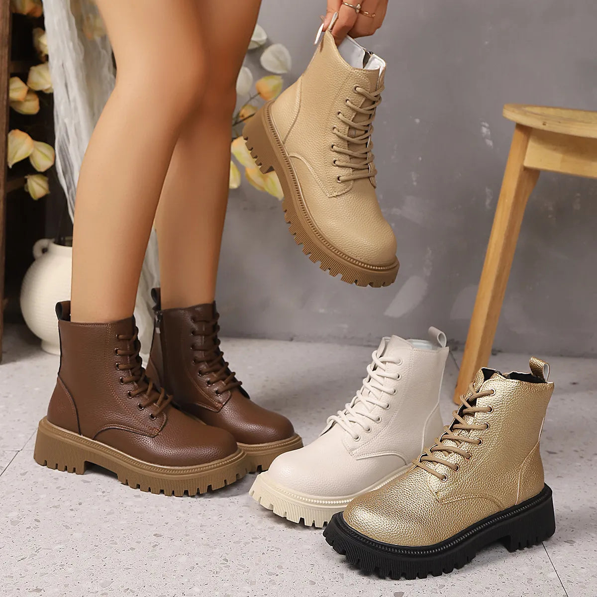 Lace Up Platform Boots 