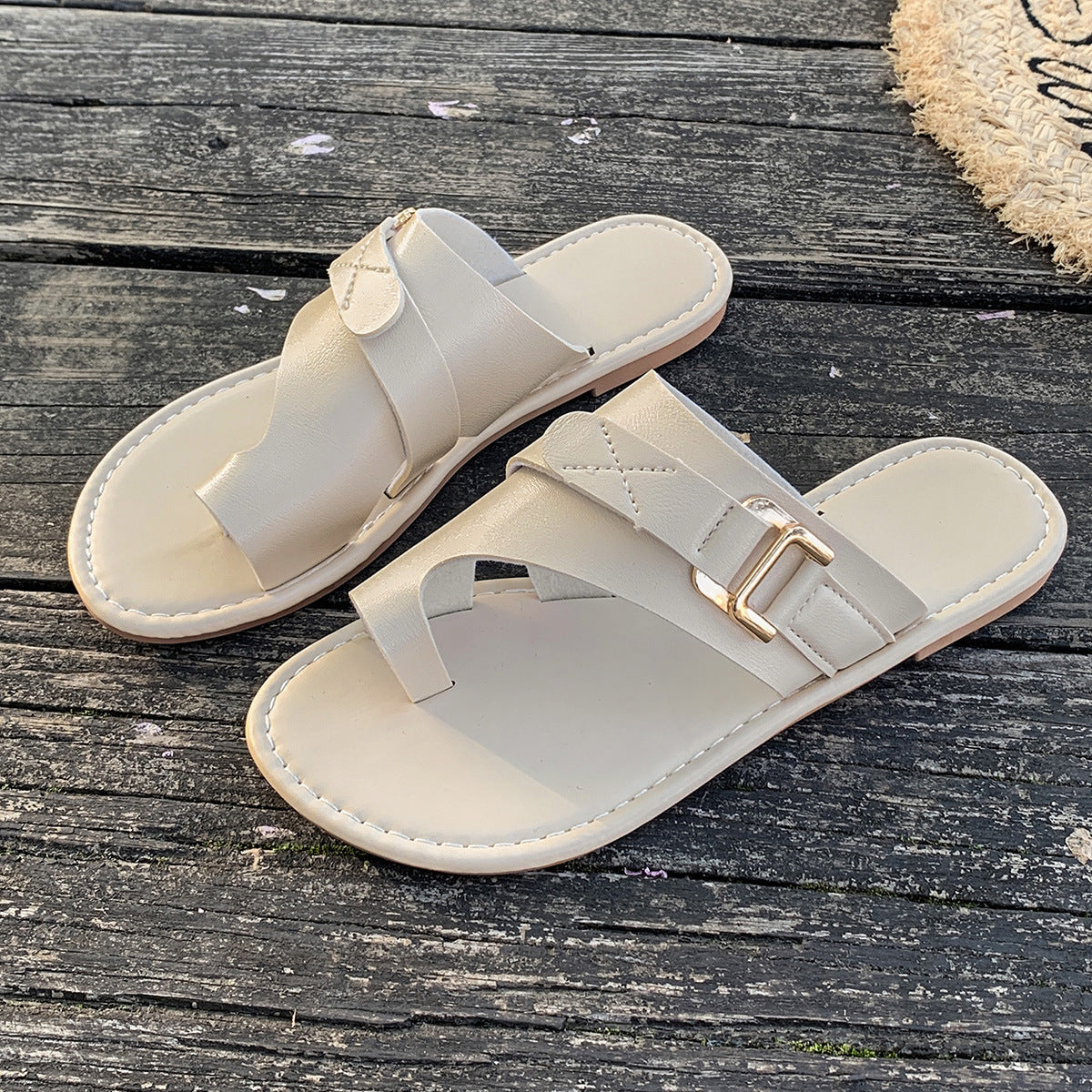 Toe Loop Buckle Decor Sandals Trendsi