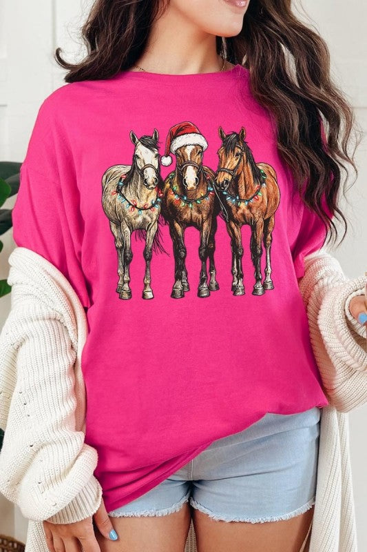 Christmas Horses Graphic Plus Heavy Cotton Tee Color Bear