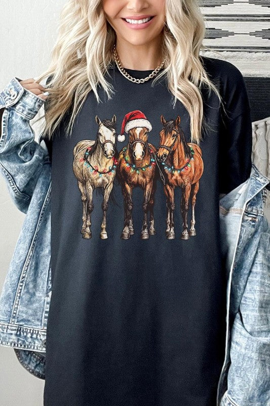 Christmas Horses Graphic Plus Heavy Cotton Tee Color Bear