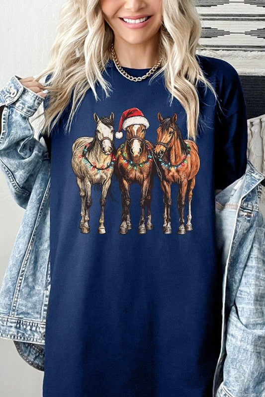 Christmas Horses Graphic Plus Heavy Cotton Tee Color Bear