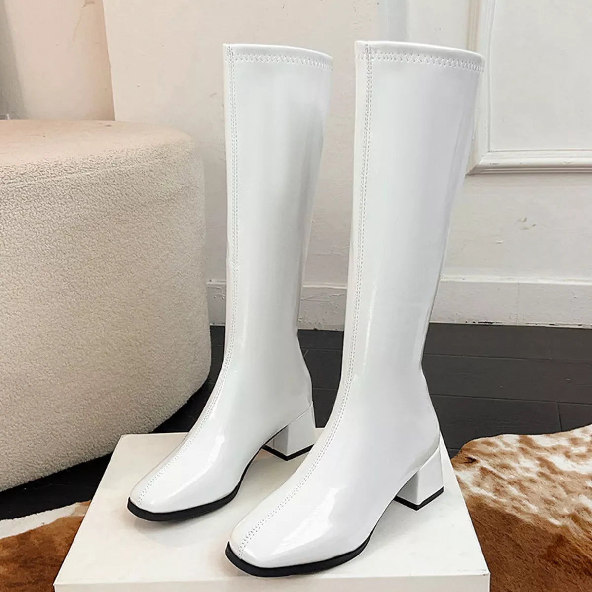 Square Toe Block Heels Boots Trendsi