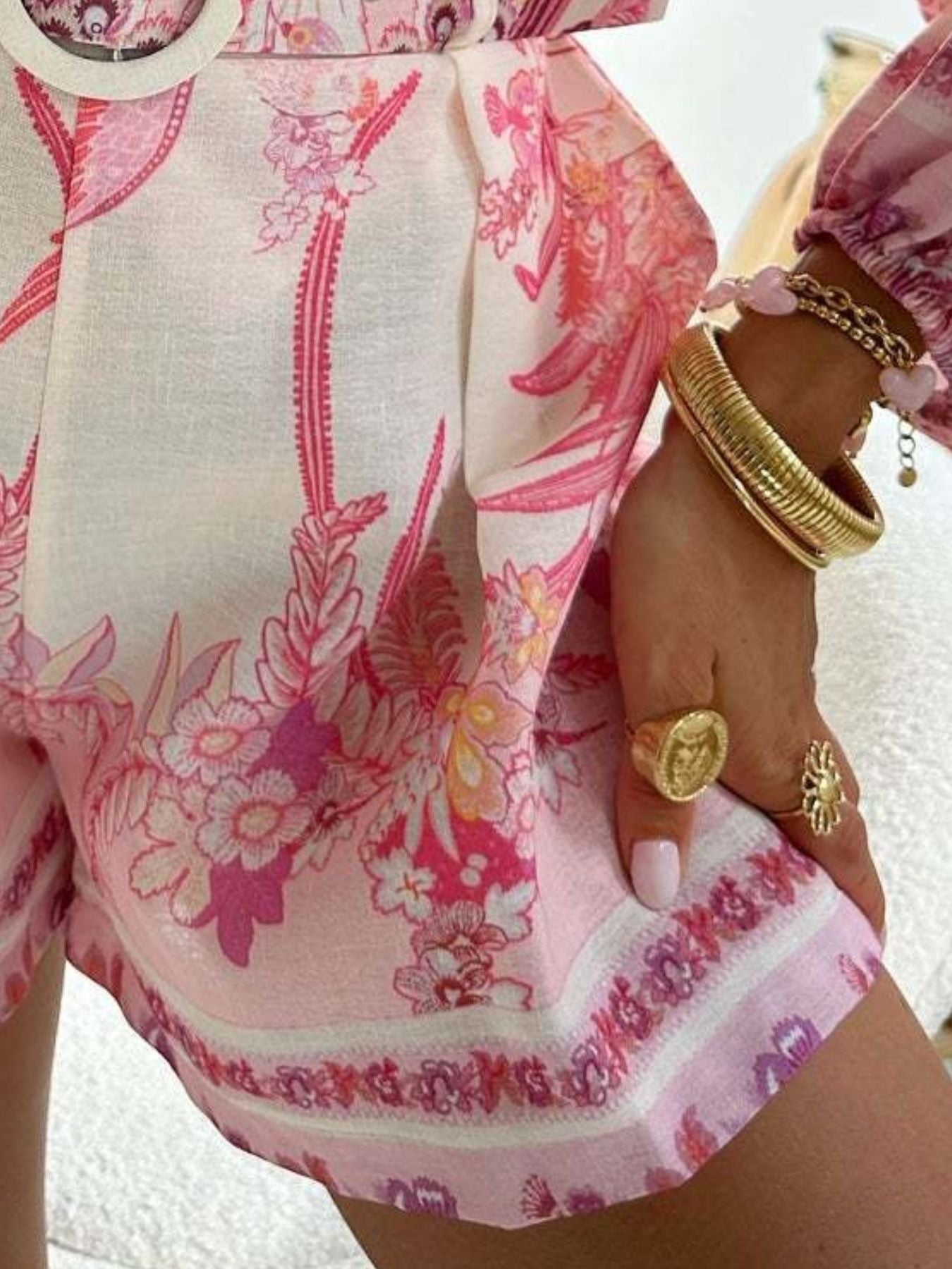 Floral Print Button Up Shirt and Shorts Set Trendsi