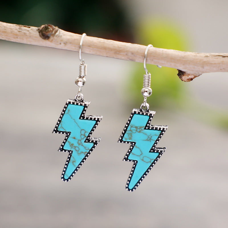 Artificial Turquoise Lightning Dangle Earrings Trendsi