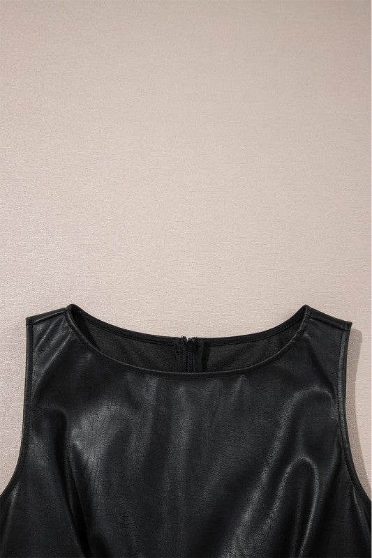 Vegan Leather Sleeveless Mini Dress JUNIPER BLVD