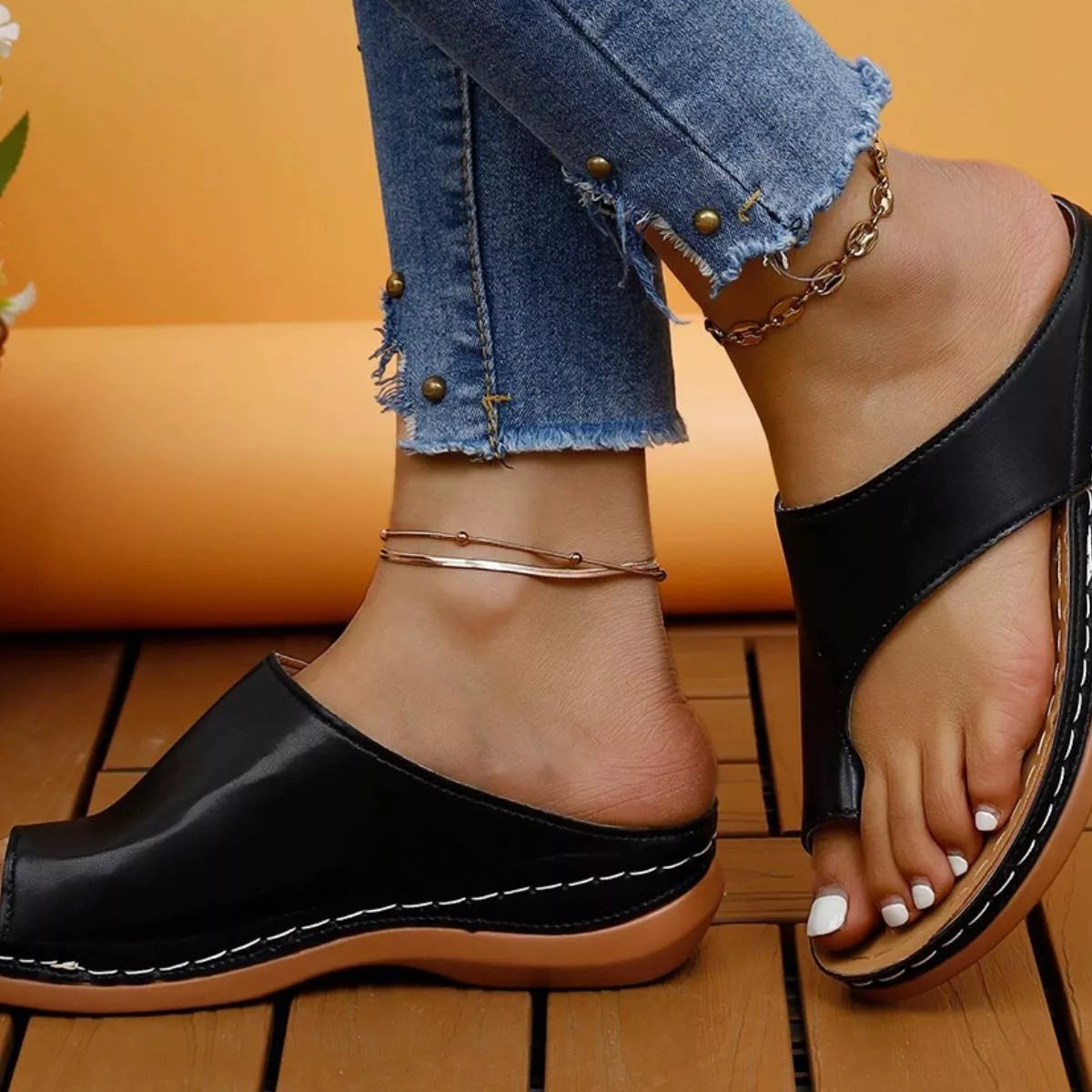 Toe Post Wedge Sandals Trendsi