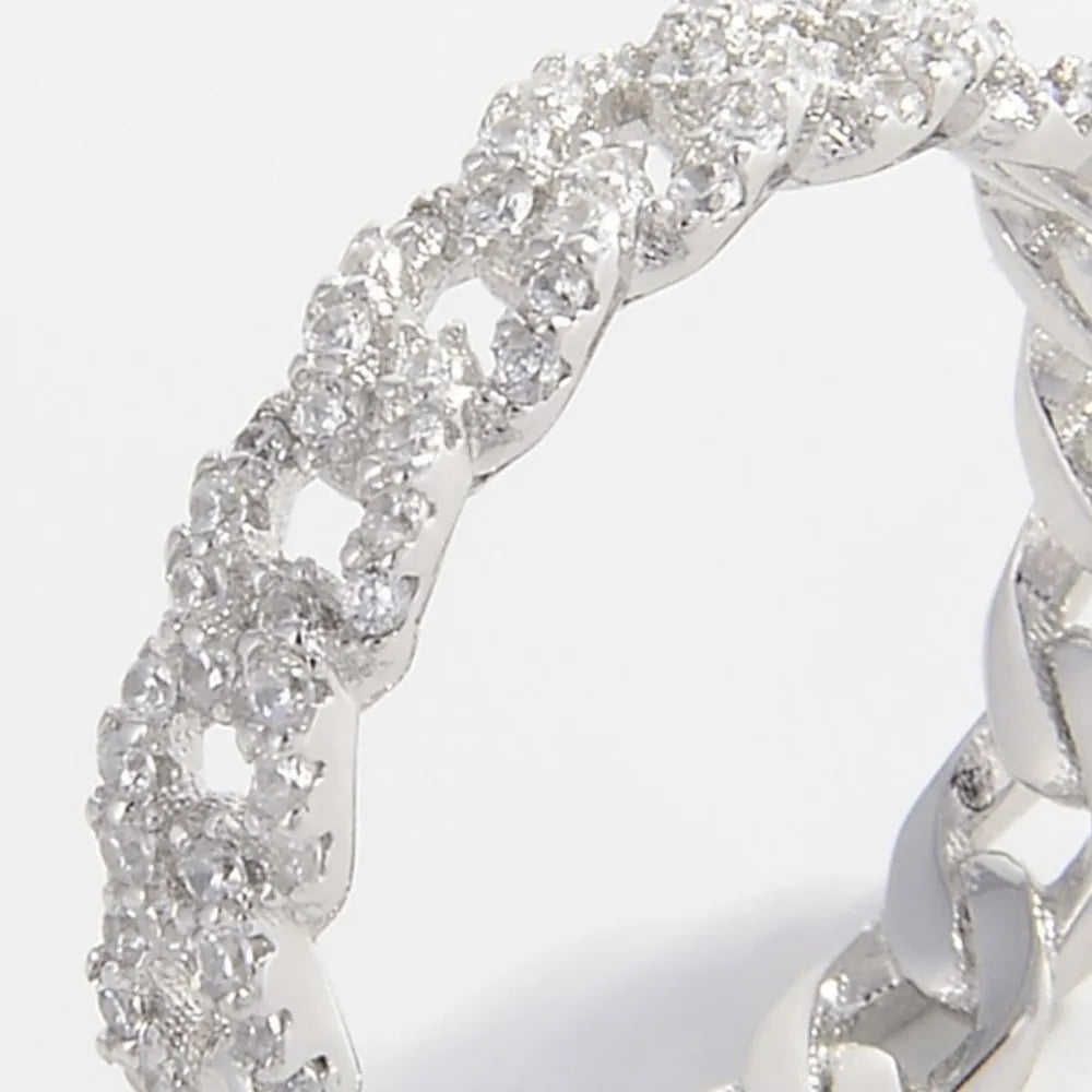 925 Sterling Silver Inlaid Zircon Ring 