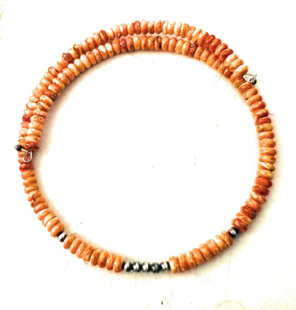 Navajo Orange Spiny & Sterling Silver Beaded 