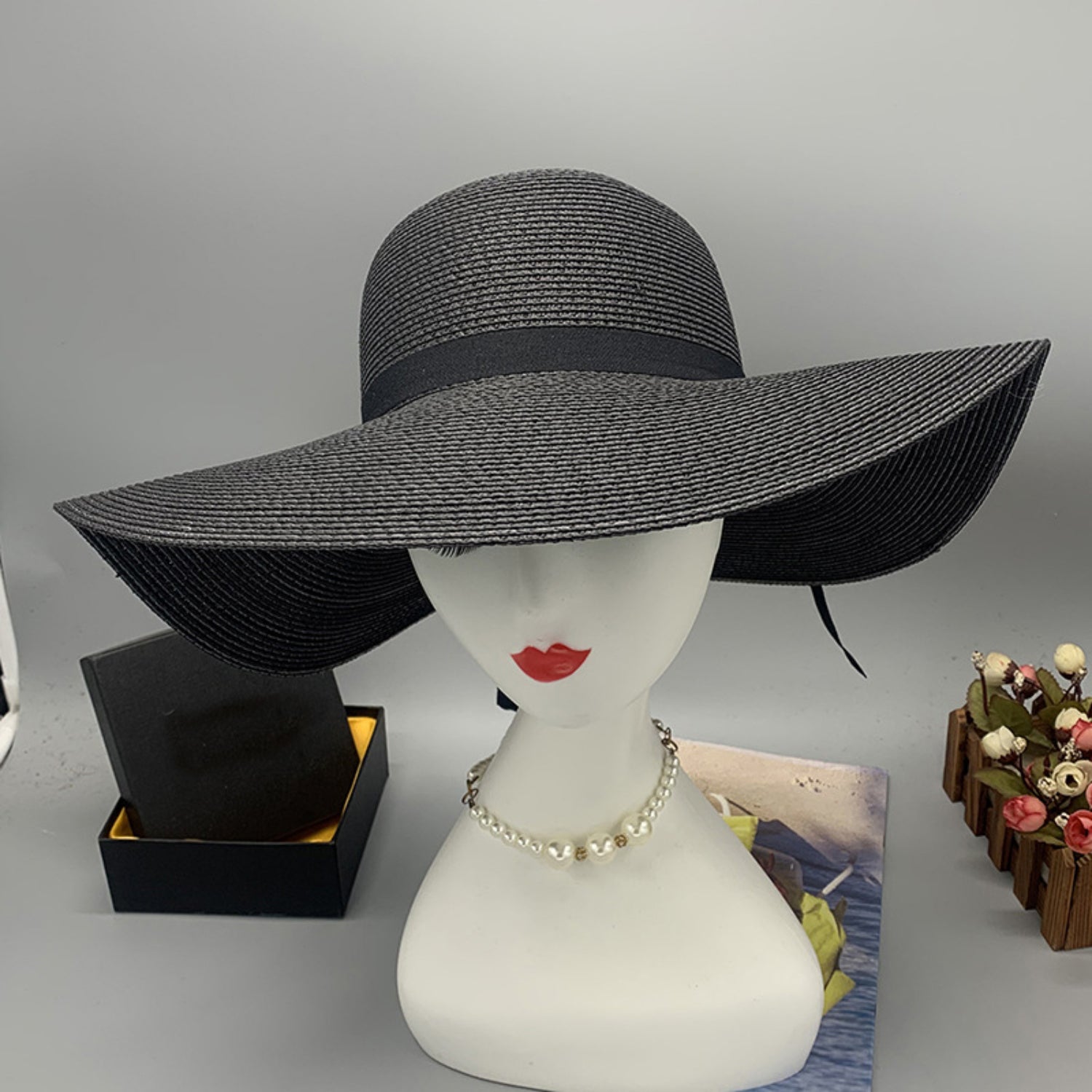 Bow Paper Braided Wide Brim Hat Trendsi