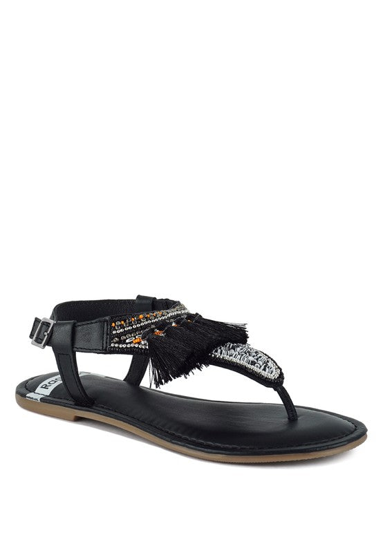 Risha Genuine Leather Tassel Sandals Rag Company