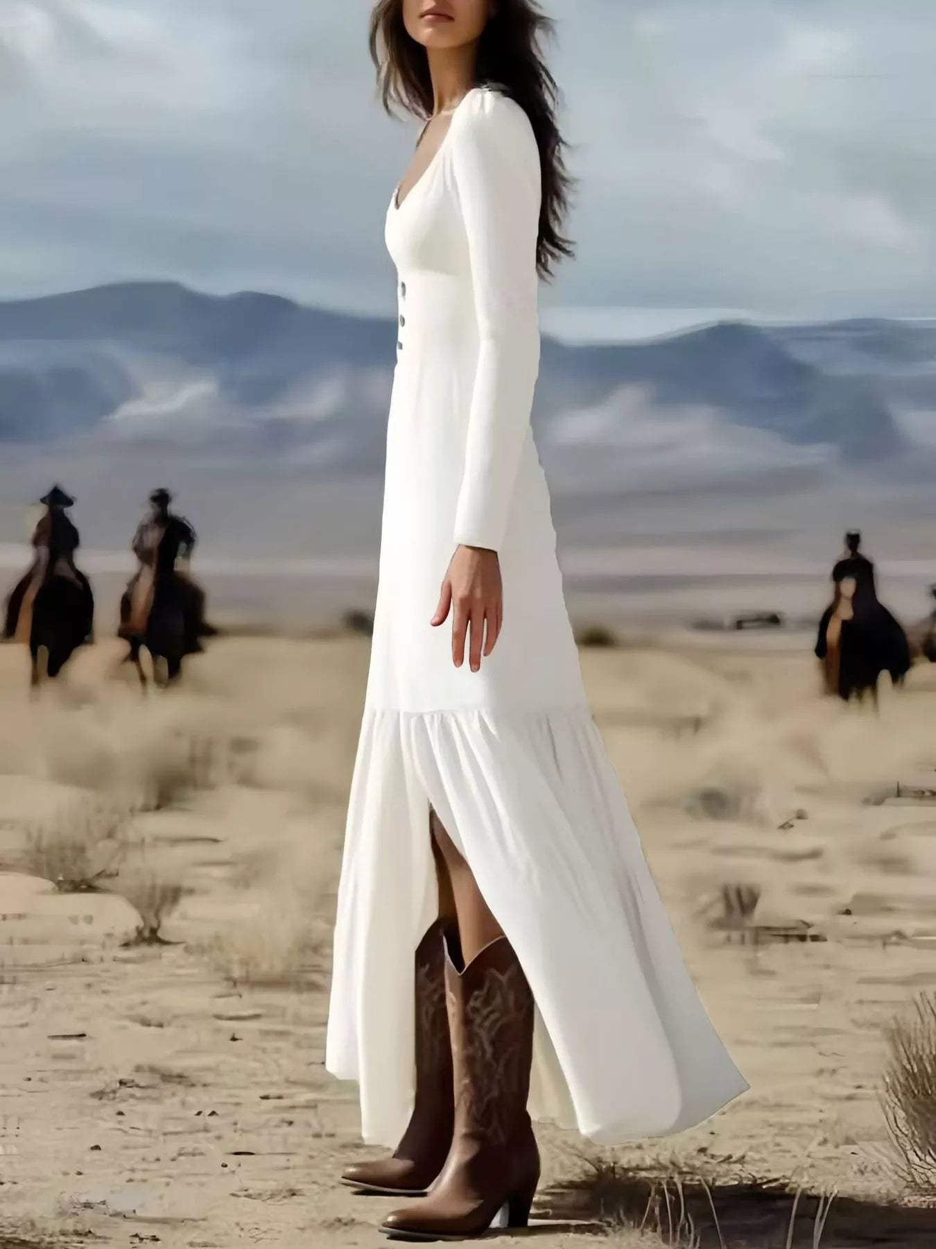Slit Long Sleeve Dress 