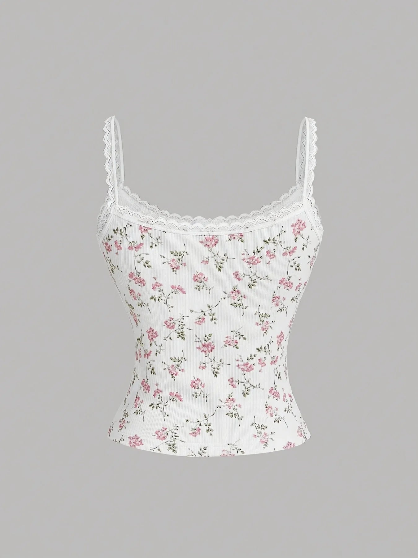 Floral Lace Trim Cami Trendsi