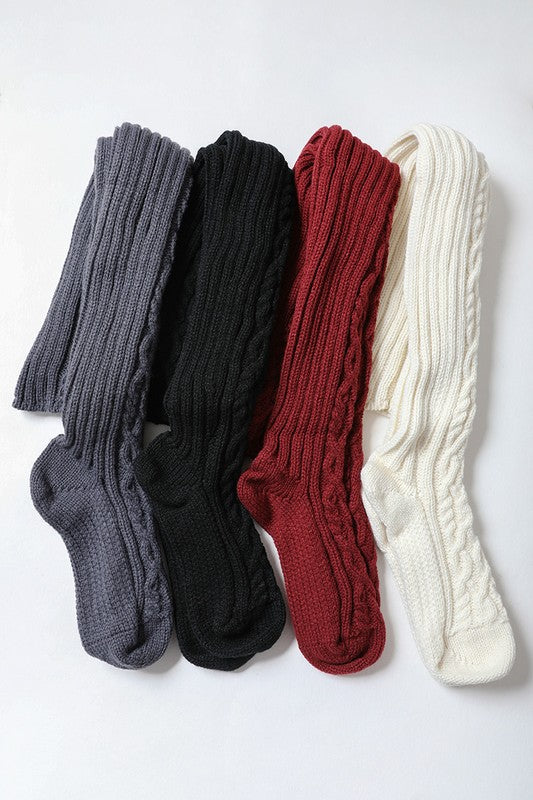 Knee High Cable Knit Socks Leto Accessories
