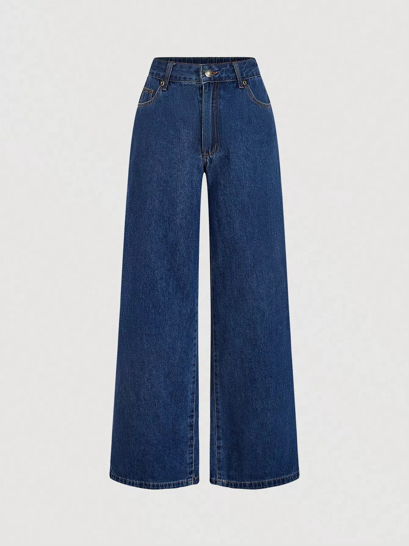 Halter Neck Denim Vest and Wide-Leg Jeans Set Trendsi