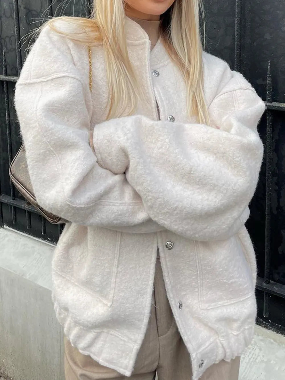 Full Size Snap Down Drop Shoulder Jacket 