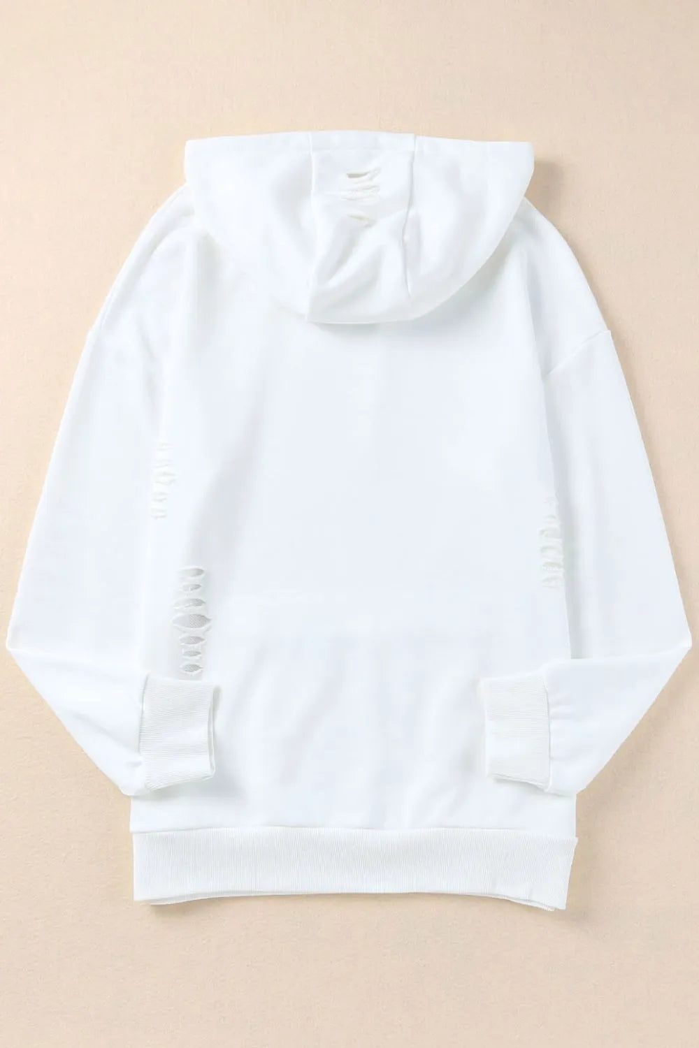 Distressed Drawstring Long Sleeve Hoodie 