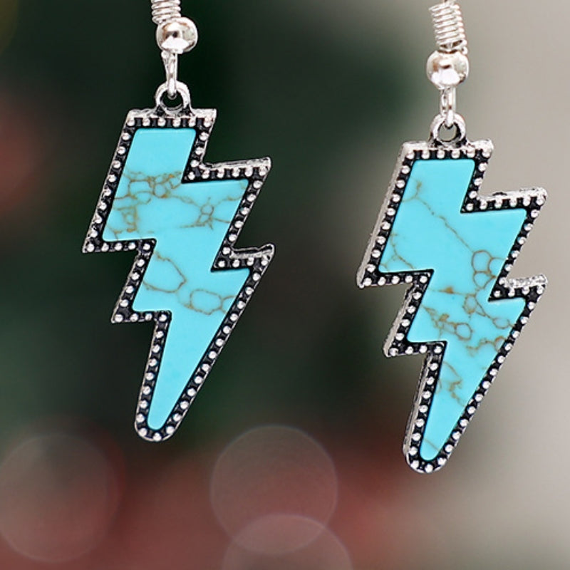 Artificial Turquoise Lightning Dangle Earrings Trendsi