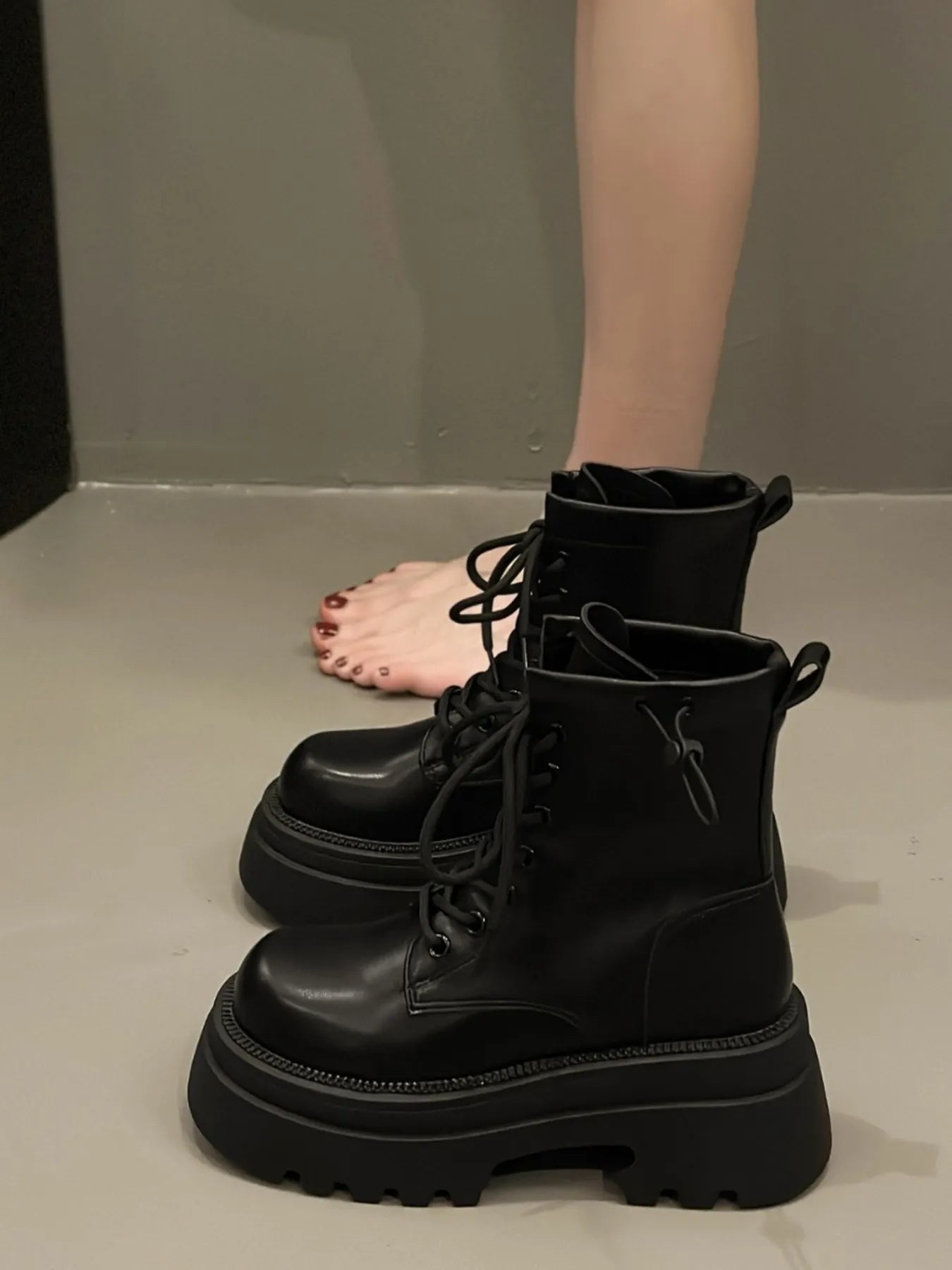 Lace Up Platform Boots 
