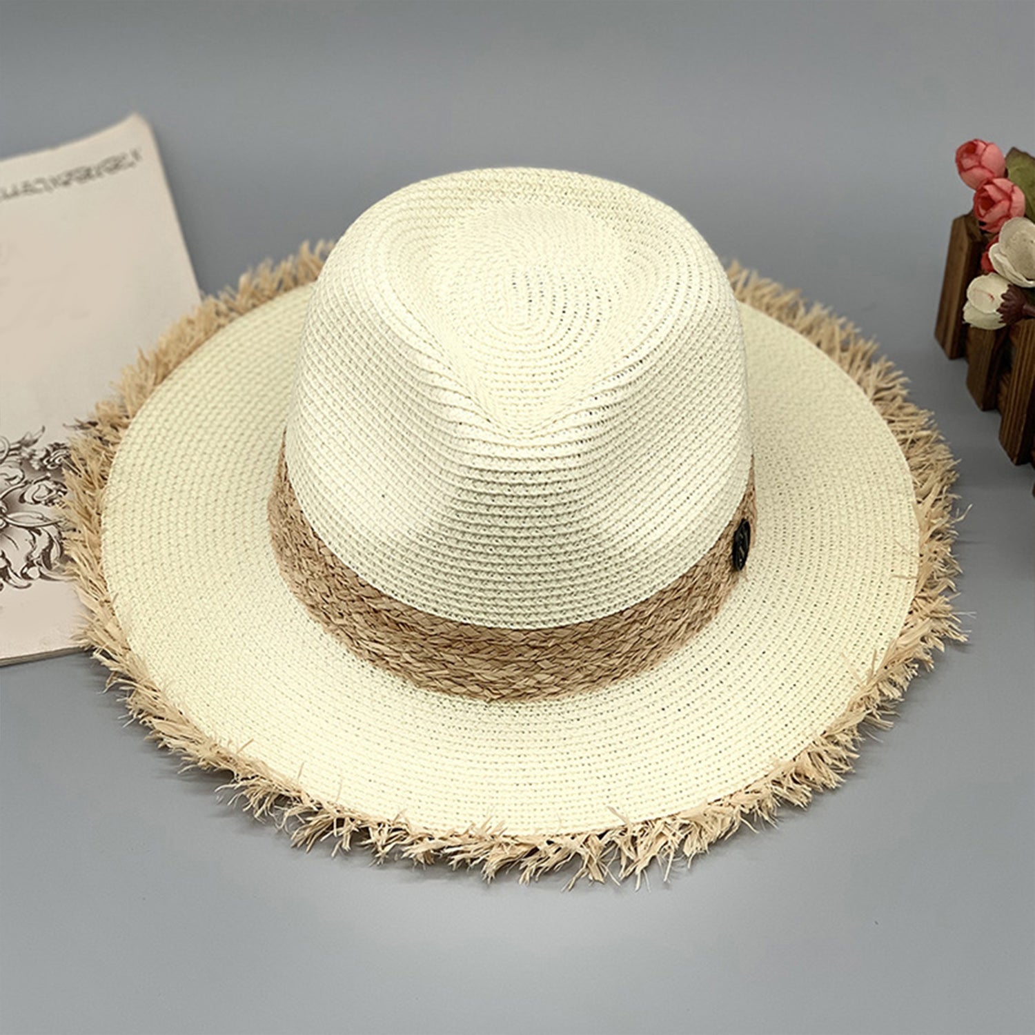 Raw Hem Raffia Hat Trendsi