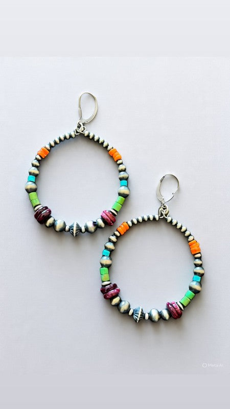 Handcrafted Electric Rainbow 2 Inch Sterling Silve Nizhoni Traders LLC