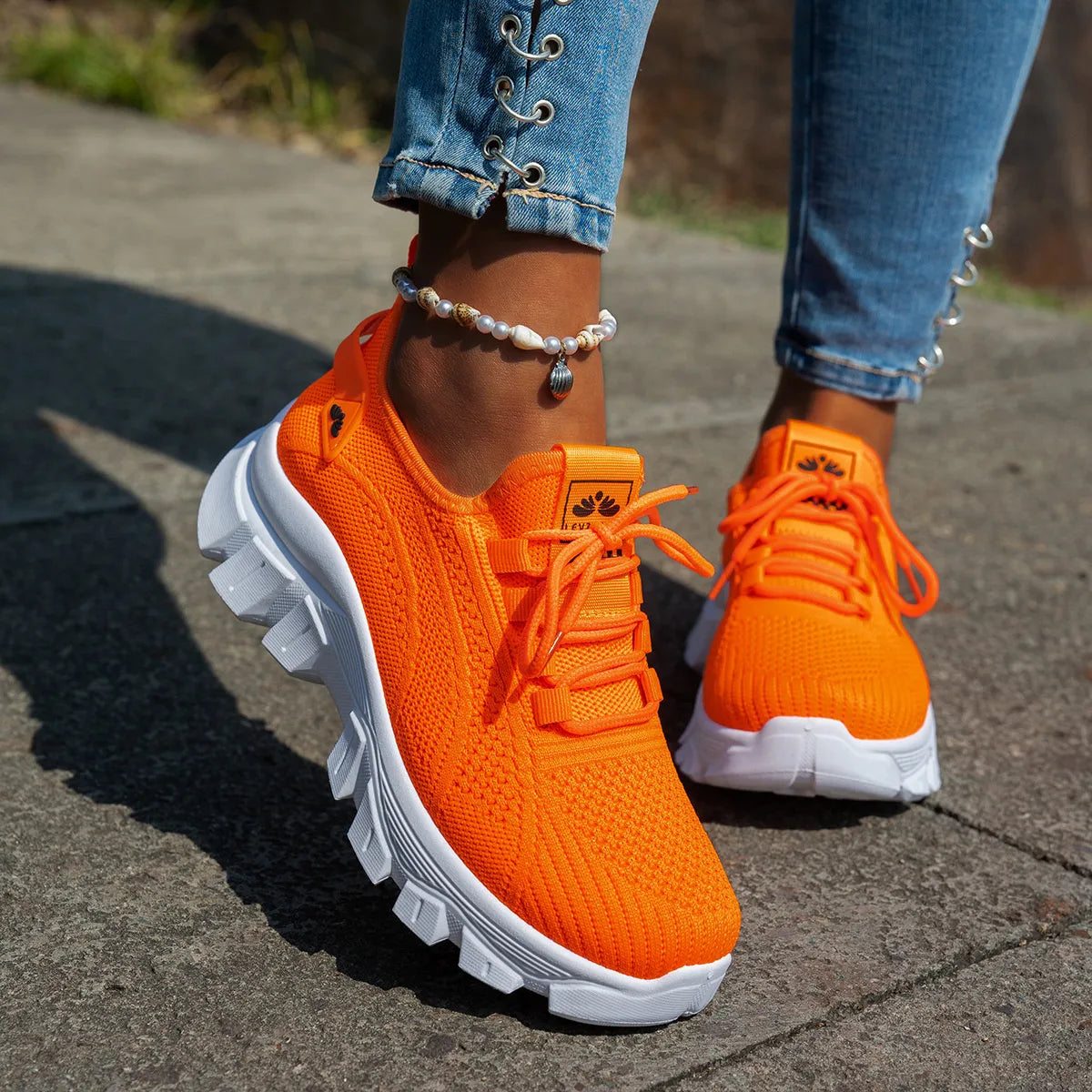 Mesh Lace Up Platform Athletic 