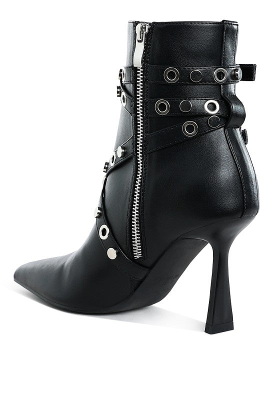 Jacinta Slim Flared Heel Strappy Boots 