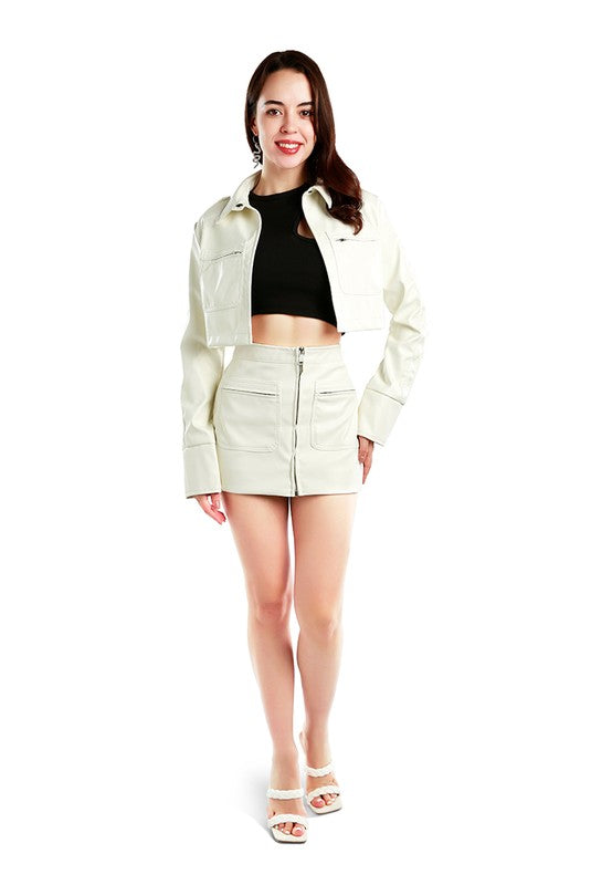 Faux Leather Crop Jacket 