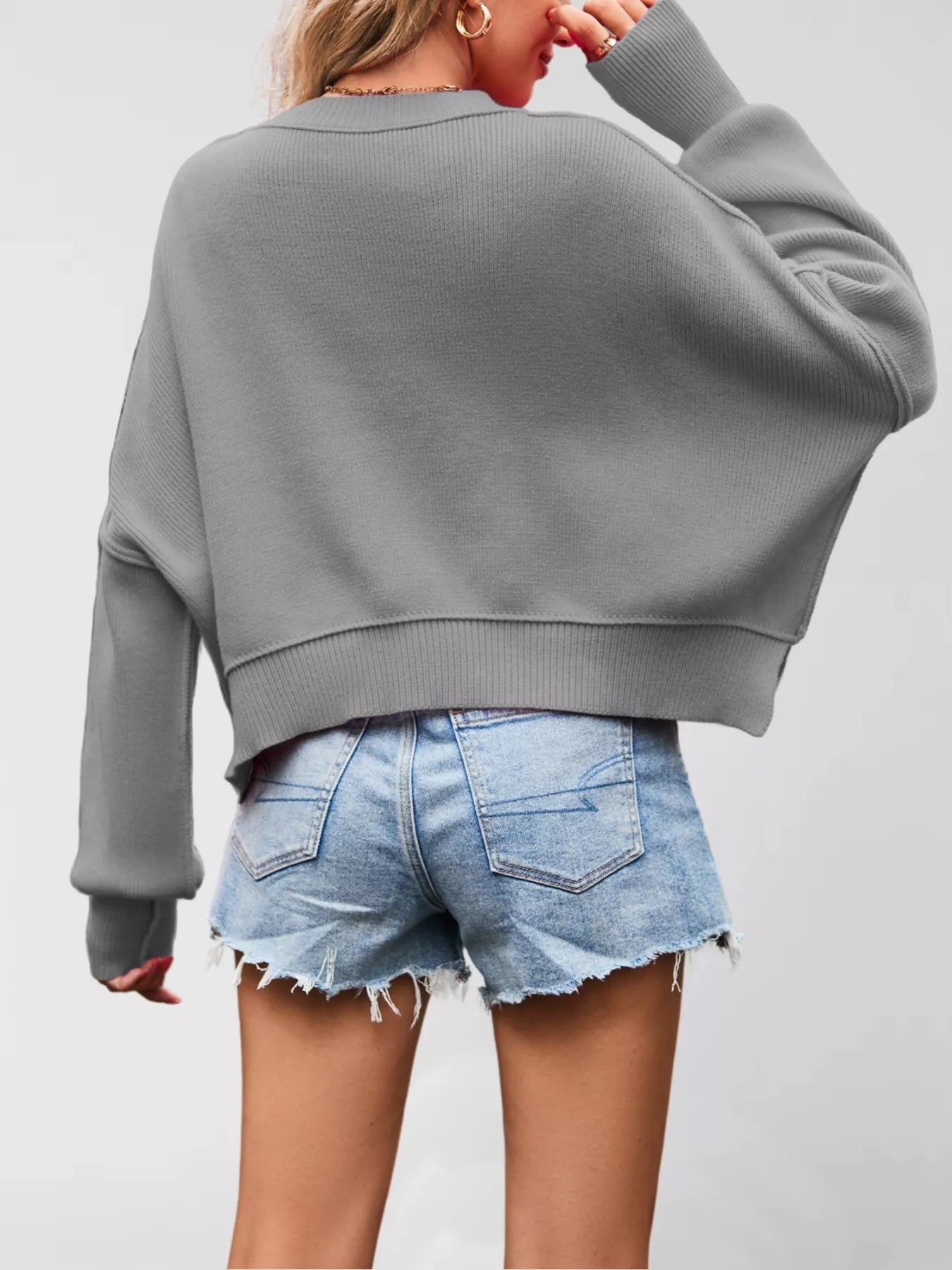 Round Neck Dropped Shoulder Sweater 