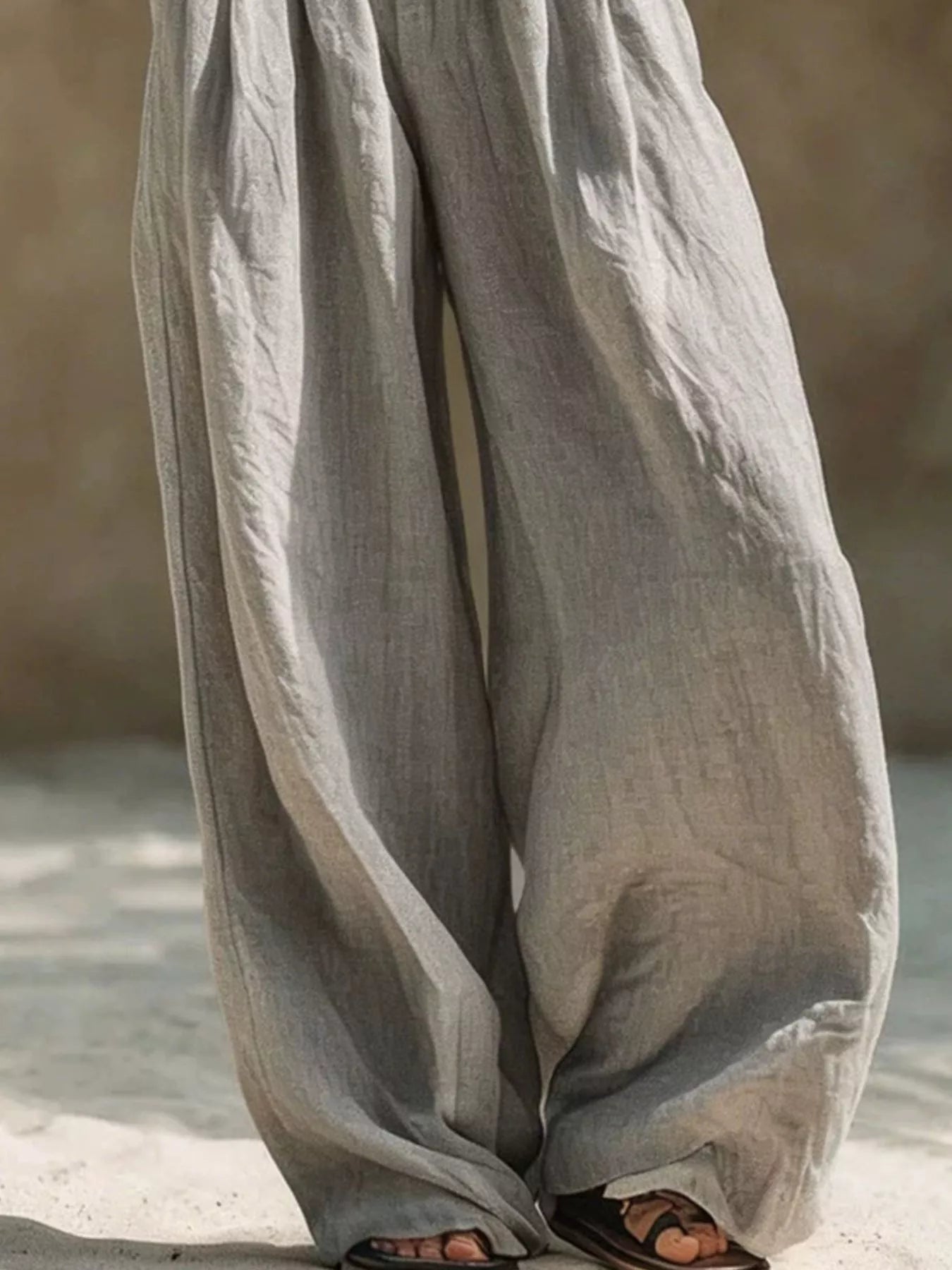 Full Size Elastic Waistband Wide Leg Pants Plus Size Trendsi
