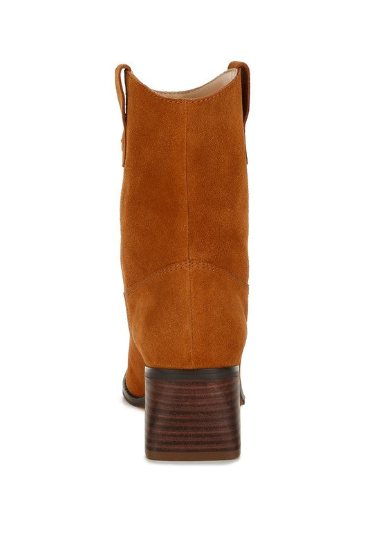 Emberly Suede Square Toe Ankle Boots 