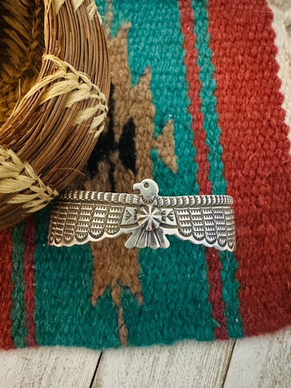 Navajo Hand Stamped Sterling Silver Thunderbird 