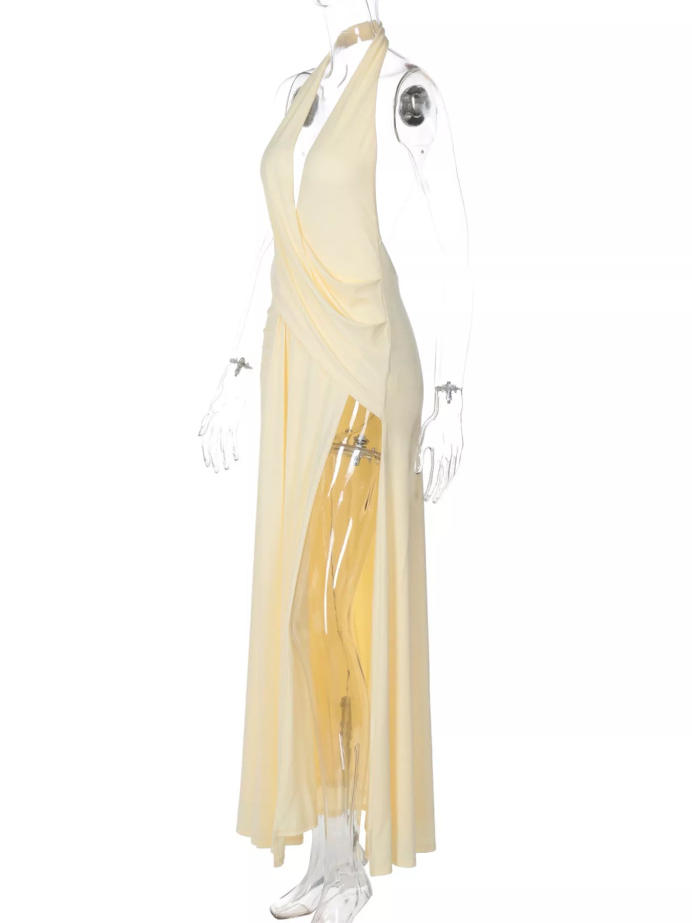 Split Backless Halter Neck Maxi Dress Trendsi