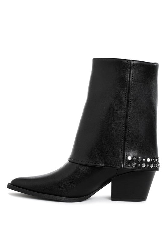 Mariachi Stud Embellished Foldover Boots 