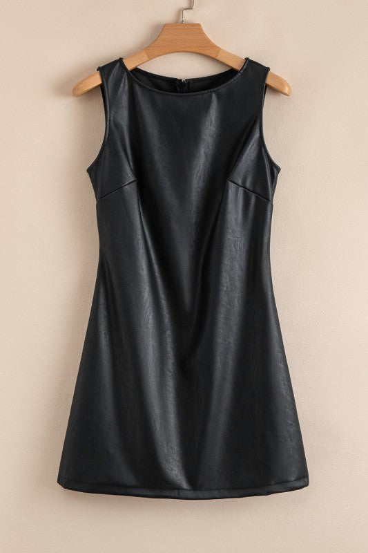 Vegan Leather Sleeveless Mini Dress JUNIPER BLVD