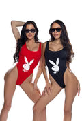 BUNNY ICON 1 PC SWIMSUIT- PBS107 BLK or RED Luckygirlsclothingcompany.com