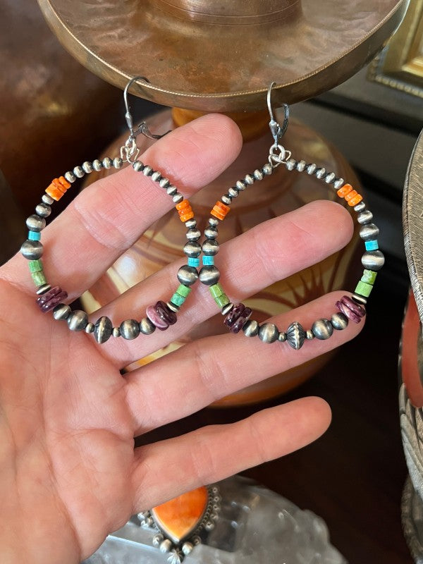 Handcrafted Electric Rainbow 2 Inch Sterling Silve Nizhoni Traders LLC