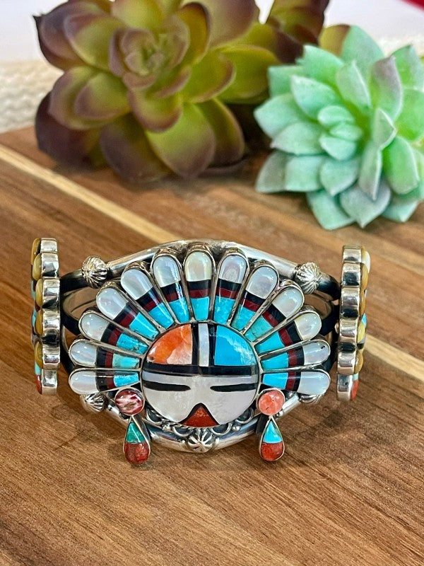 Handmade Sterling Silver & Multistone Sun Face 