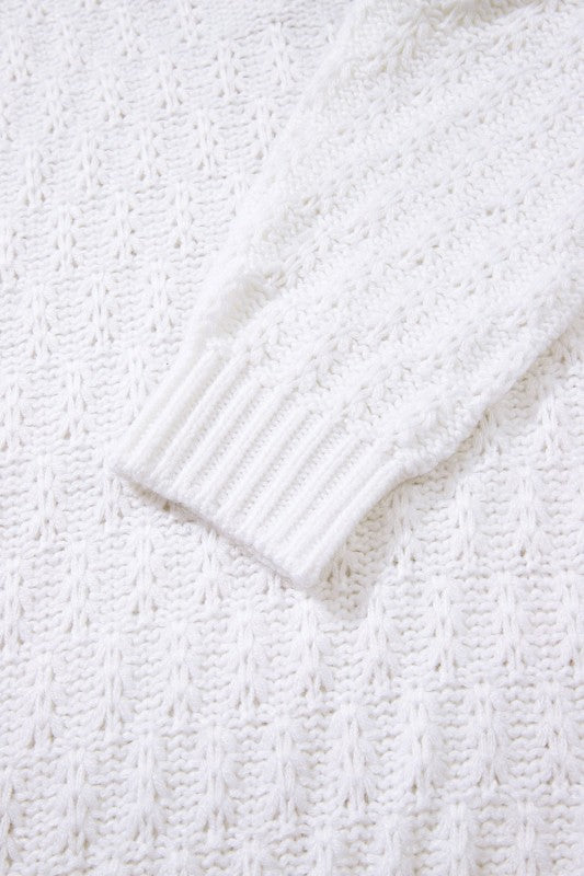 Textured Knit Ribbed Edge V-Neck Sweater JUNIPER BLVD