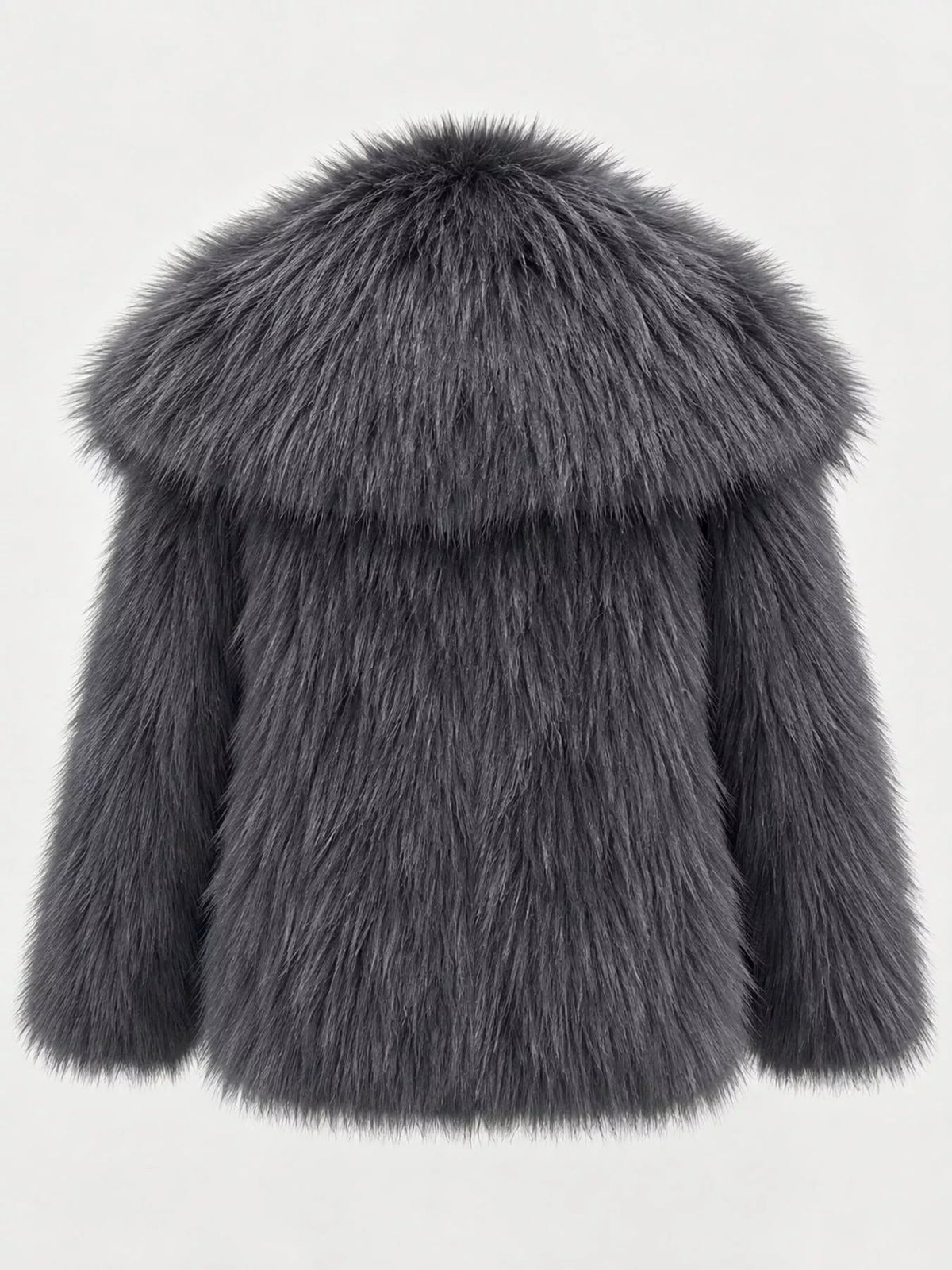Fox Fur Collar Winter Outerwear Trendsi