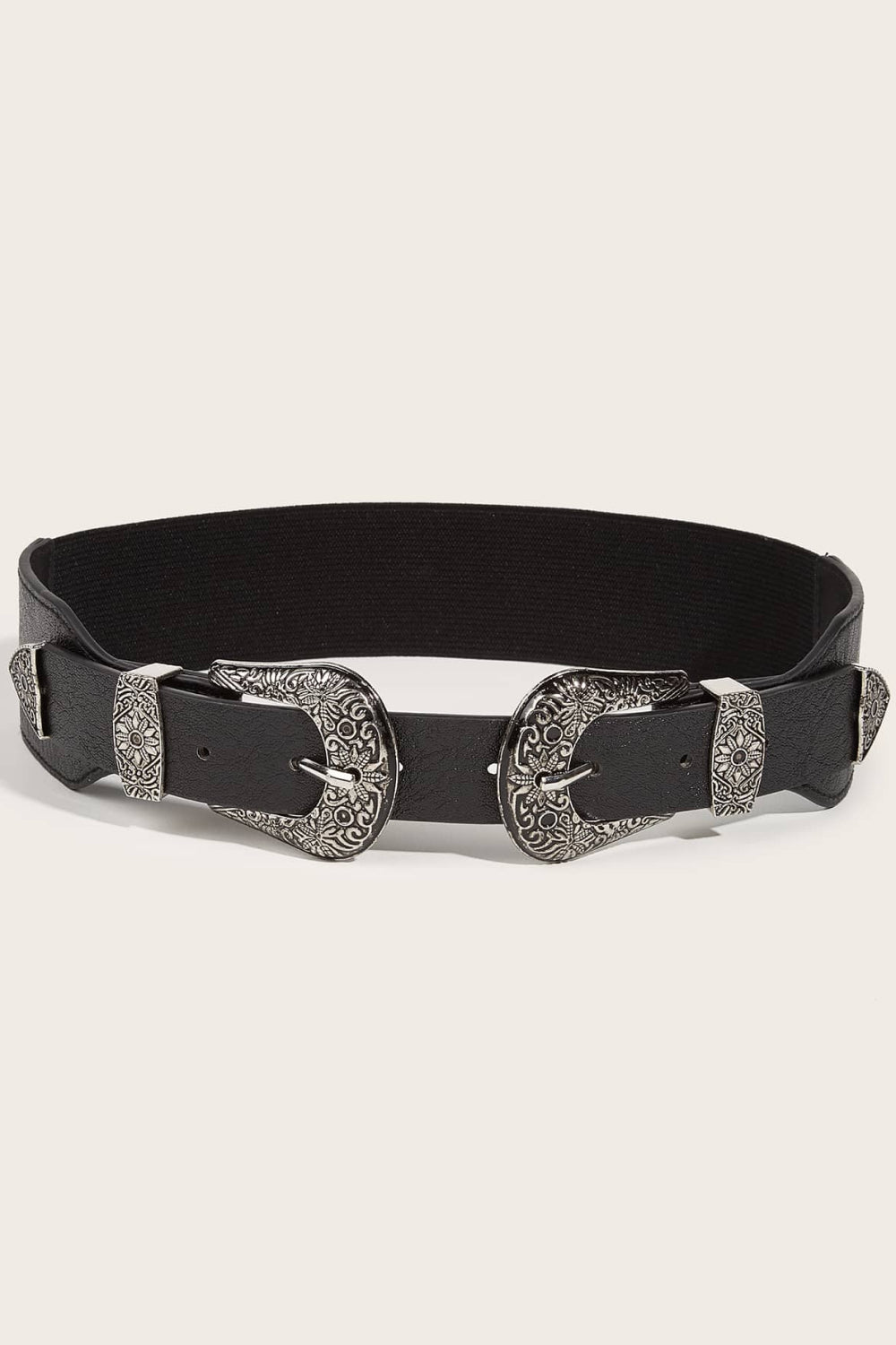 Double Buckle PU Leather Belt Trendsi