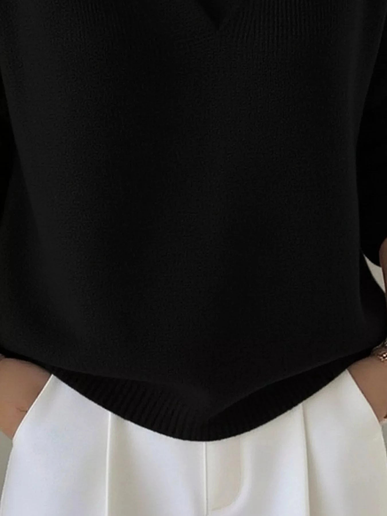 Full Size V-Neck Long Sleeve Sweater Plus Size 