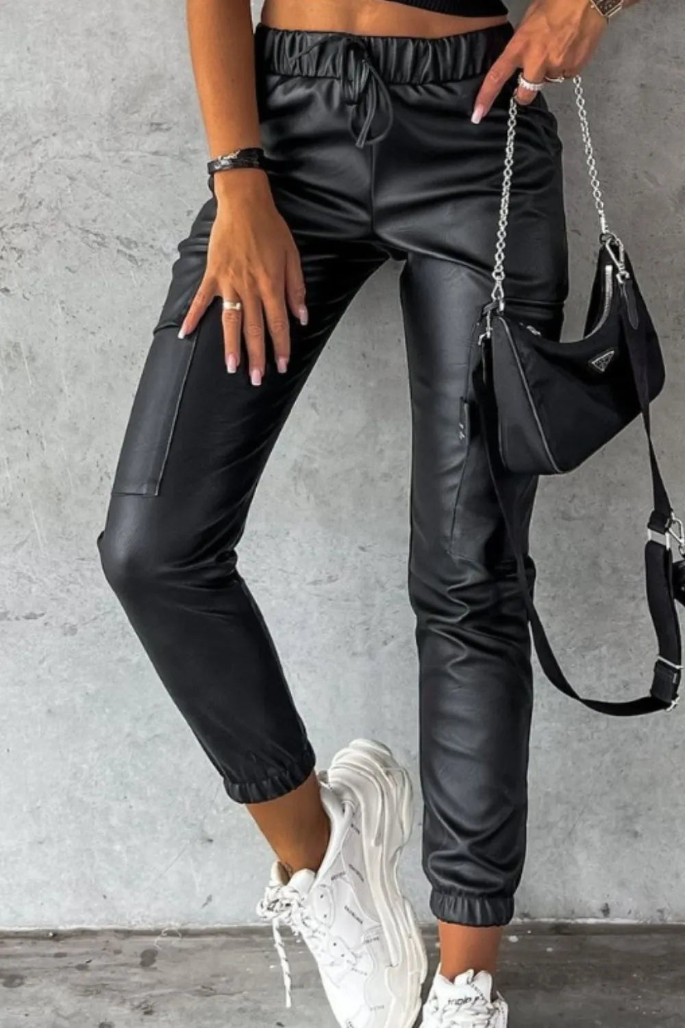 Drawstring Pants with Pockets 